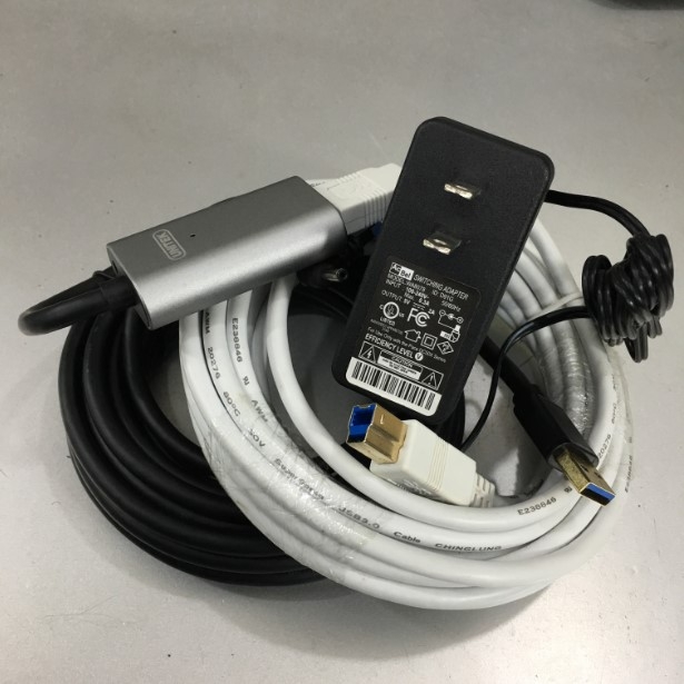 Cáp Tín Hiệu USB 3.0 10M Aluminium Extension Cable With Power Adapter 5V 2A USB 3.0 Type A to B Male SuperSpeed UNITEK Y-3004 For Industrial Camera AVer CAM Video Room Logitech Group Video