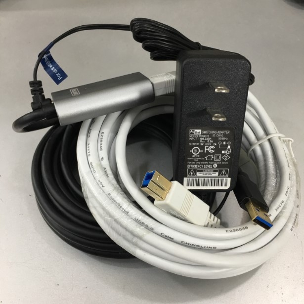 Cáp Tín Hiệu USB 3.0 10M Aluminium Extension Cable With Power Adapter 5V 2A USB 3.0 Type A to B Male SuperSpeed UNITEK Y-3004 For Industrial Camera AVer CAM Video Room Logitech Group Video
