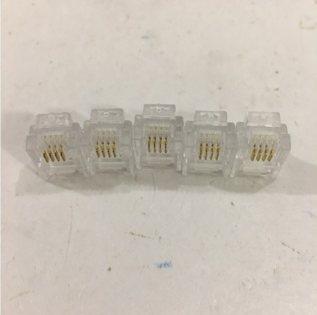 Đầu Bấm Điện Thoại RJ11 4P4C 4 Pins 4 Contacts RJ11 Telephone Modular Plug Jack RJ11 Connector Crystal Head Ethernet Cable Plugs Heads 100pcs/Lot