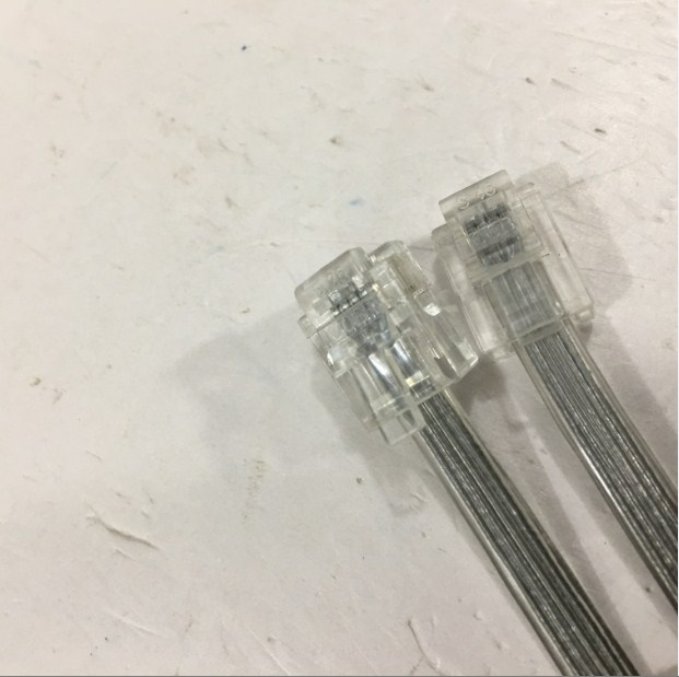 Dây Nhẩy Điện Lập Trình Panasonic KX-T7730X RJ11 6P4C to RJ11 6P4C 28 AWG 4 Wire Landline Telephone Crossover Cable Flat Clear Grey Length 2.2M