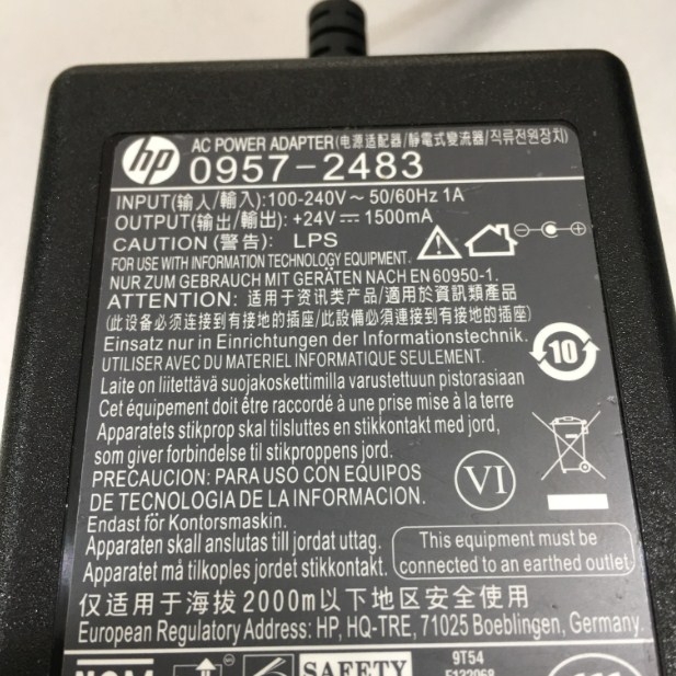 Adapter 24V 1.5A 36W Original HP 0957-2483 For HP Scanjet Pro 3000 S2 2500 F1 Connector Size 4.8mm x 1.7mm