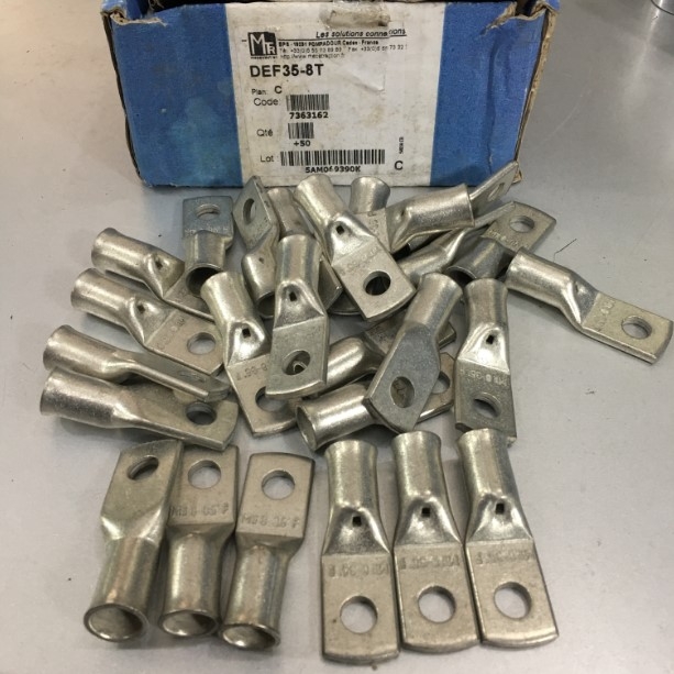 Đầu Cốt Hạ Thế Cosse Solderless Crimp Ring Terminal Chất Lượng Cao Mecatraction DEF35-8T M8 Stud Size to 35mm² Wire Size E-Cu 50 PCS/Box