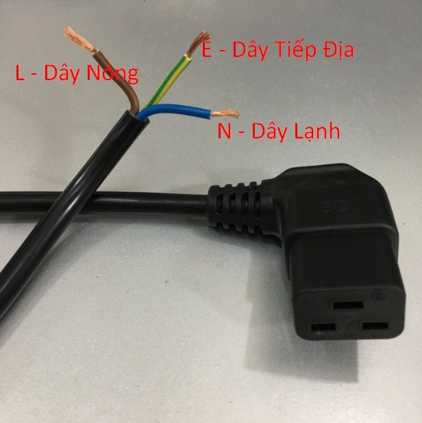 Dây Nguồn Vuông Góc Phải Right Angle IEC320 C19 to Connectors Terminals 16A 250V 3x1.5mm² For IEC309 IP44 Outlet Cable Mount And Server Length 0.6M