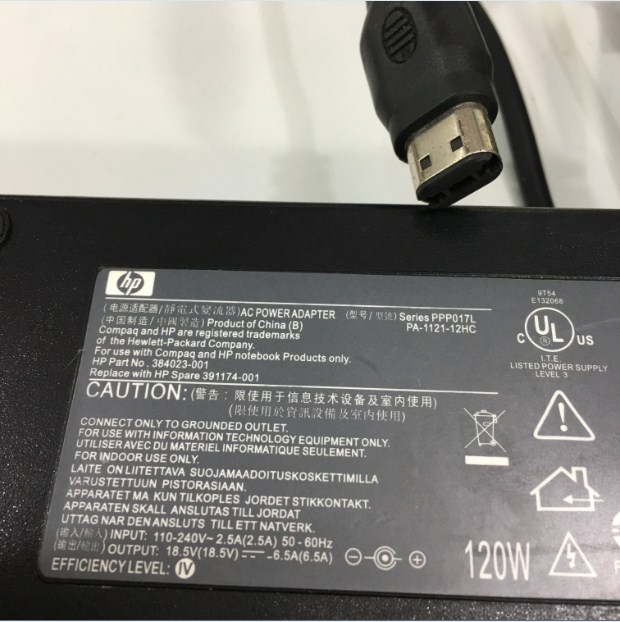 Adapter Original 18.5V 6.5A 120W HP 384023-001 Connector Size USB Replacement