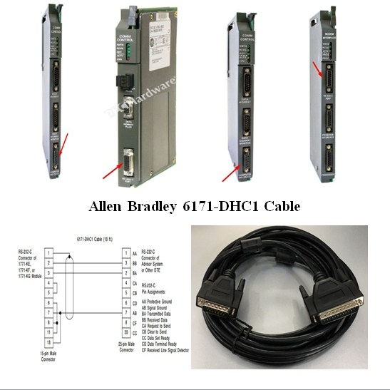 Cáp Lập Trình Allen Bradley 6171-DHC1 RS232C Cable DB15 Male 2 Row 15 Pin to DB25 Male Length 5M