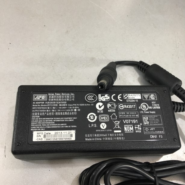 Adapter 19V 3.42A 65W APD NB-65B19 Connector Size 5.5mm x 2.5mm