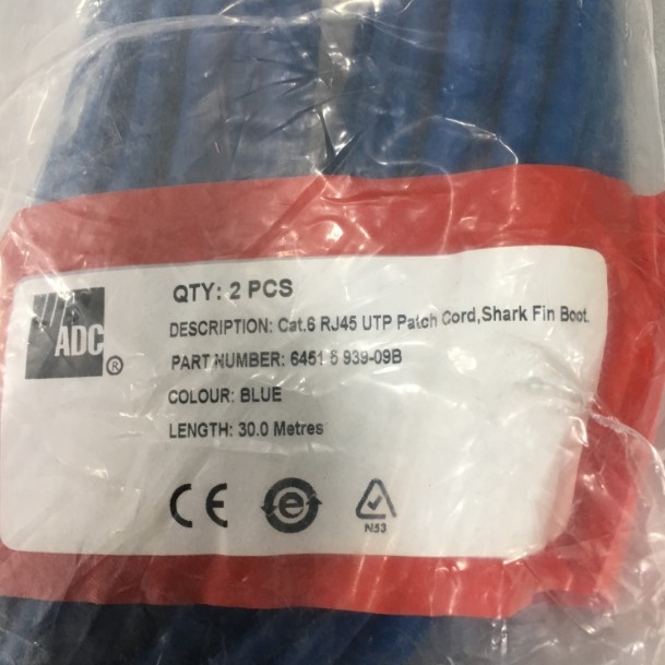Dây Nhẩy ADC KRONE Cat6 RJ45 UTP Patch Cord Straight-Through Cable 6451 5 939-09B PVC Jacketed Blue 2pcs/Lot Length 30M