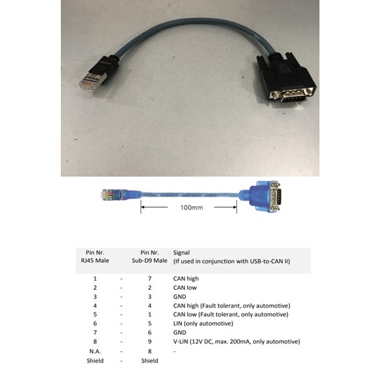 Cáp Kết Nối IXXAT 1.04.0074.01000 CAN Adapter Cable RS232 DB9 Male to Rj45 Plug 20Cm For HMS Networks CAN V2 Interface Profesional