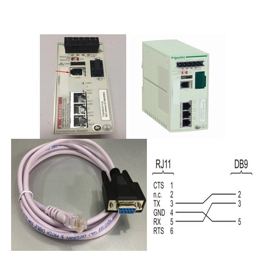 Cáp Cấu Hình Switch Connexium Schneider 490NTRJ11 Cable RJ11 4Pin 4P4C to Com RS232 DB9 Female Length 2M