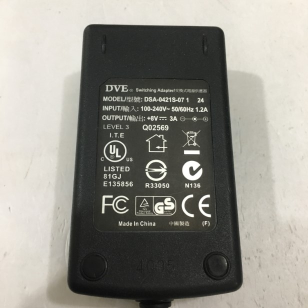 Adapter 8V 3A 24W DVE Connector Tip Size 5.5mm x 2.1mm For Máy đo màu quang phổ Spectrophotometer CM-3600/CM-3610A Konica Minolta Color Light