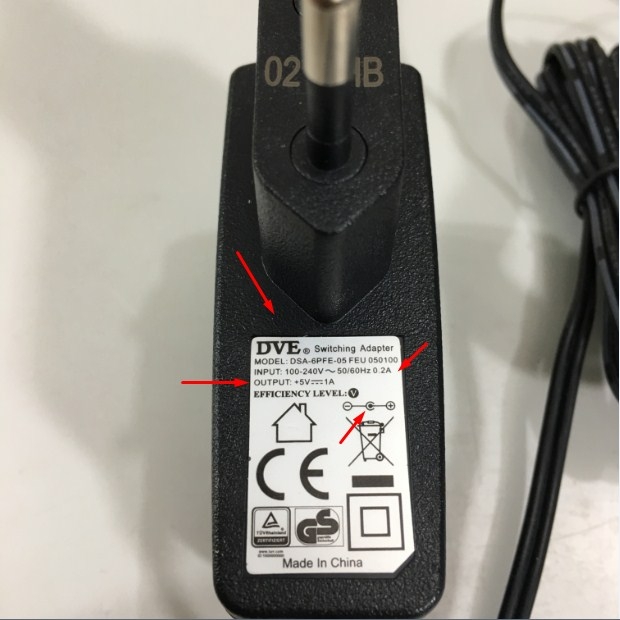 Adapter 5V 1A DVE For Điện Thoại Yealink Dect Phone Yealink W52P W52H W56P W56H Connector Size 5.5mm x 2.5mm