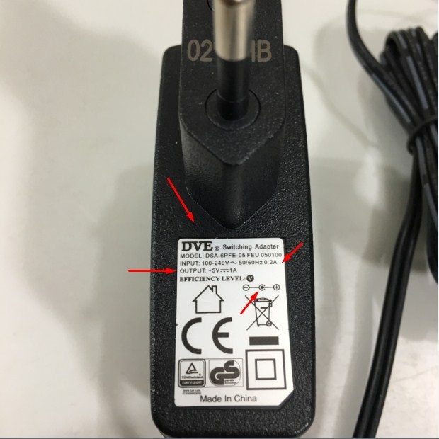 Adapter 5V 1A DVE For Điện thoại IP Phone Yealink SIP-T19 E2 SIP-T42G  SIP-T41P SIP-T40P SIP-T27P SIP-T23P SIP-T23G Connector Size 5.5mm x 2.5mm