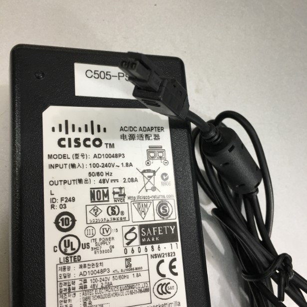 Adapter Cisco AIR-CT2504-HA-K9 Cisco Original AD10048P3 48V 2.08A 341-0183-02 Connector Plug Size 2Pin