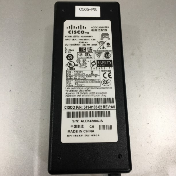 Adapter Cisco AIR-CT2504-HA-K9 Cisco Original AD10048P3 48V 2.08A 341-0183-02 Connector Plug Size 2Pin