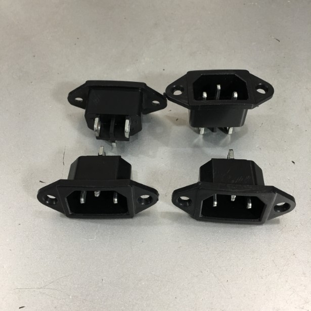 Đầu Nối Nguồn Điện Đầu Vào Bắt Vít Cosse 250V 10A AC Power Socket Panel Mounted IEC320 C14 3 Terminals Plug