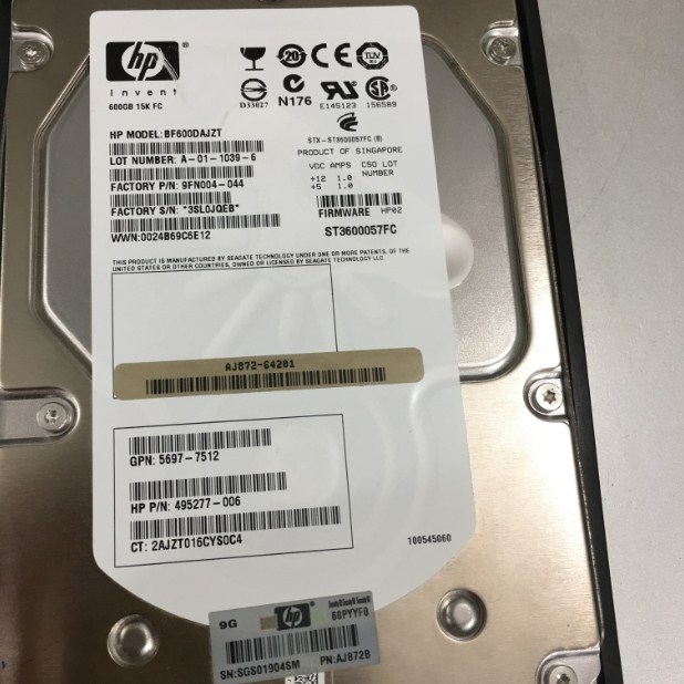 Ổ Cứng Máy Chủ Chuẩn SCSI 40 Pin FC-AL HPE 495277-006 600GB 15000RPM 3.5inch Fibre Channel 4GB/s Hot-Pluggable Internal Hard Drive