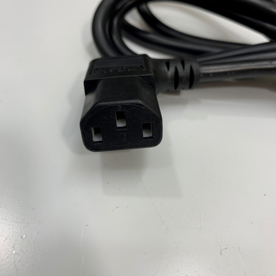 Cáp Nguồn 2 Chân Tròn Chữ L Góc 90 Độ Vuông Sang Góc Trái I-Sheng IEC320 C13 SP-022 10A 16A 250V Euro AC Power Cord 2 Prong 3x0.75mm² 18AWG Length 1.5M