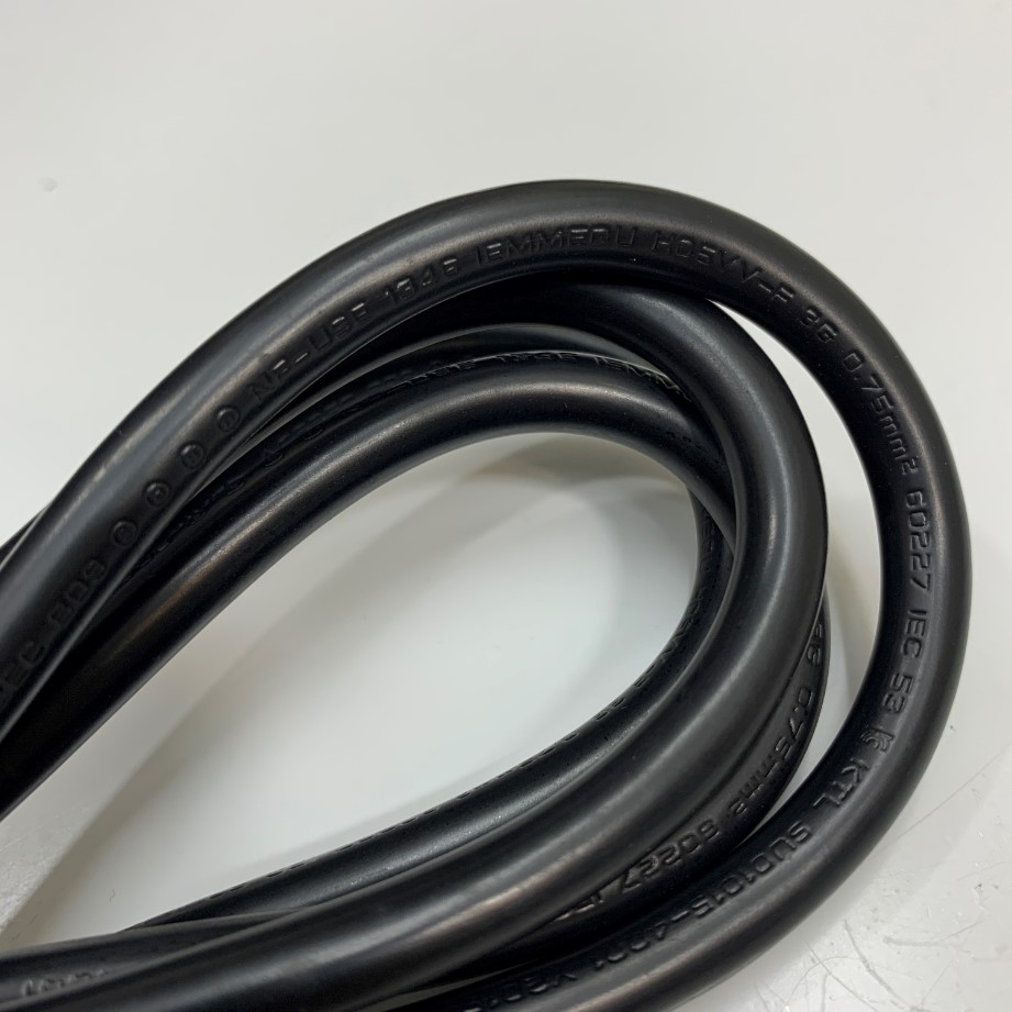 Cáp Nguồn 2 Chân Tròn Chữ L Góc 90 Độ Vuông Sang Góc Trái I-Sheng IEC320 C13 SP-022 10A 16A 250V Euro AC Power Cord 2 Prong 3x0.75mm² 18AWG Length 1.5M