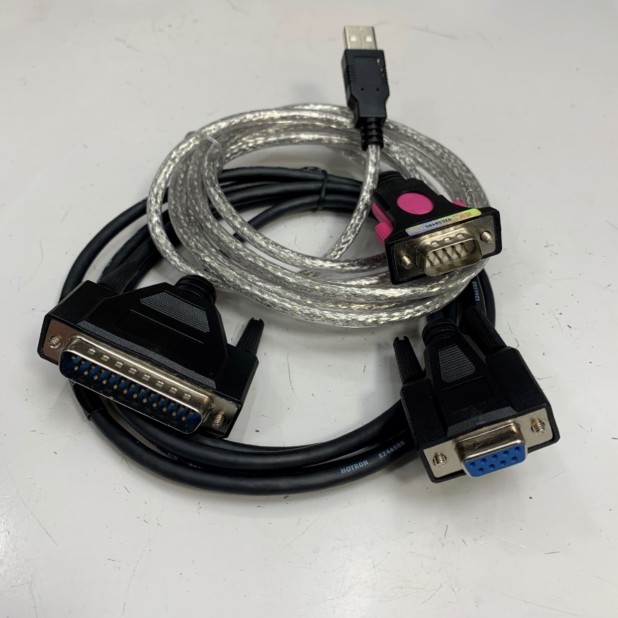 Cáp 3M 10ft Combo Cable FTDI Chip USB to Serial Adapter RS232 Communication For Máy In Mã Vạch Công Nghiệp Zebra XiII Series Thermal Transfer Printer witch Computer