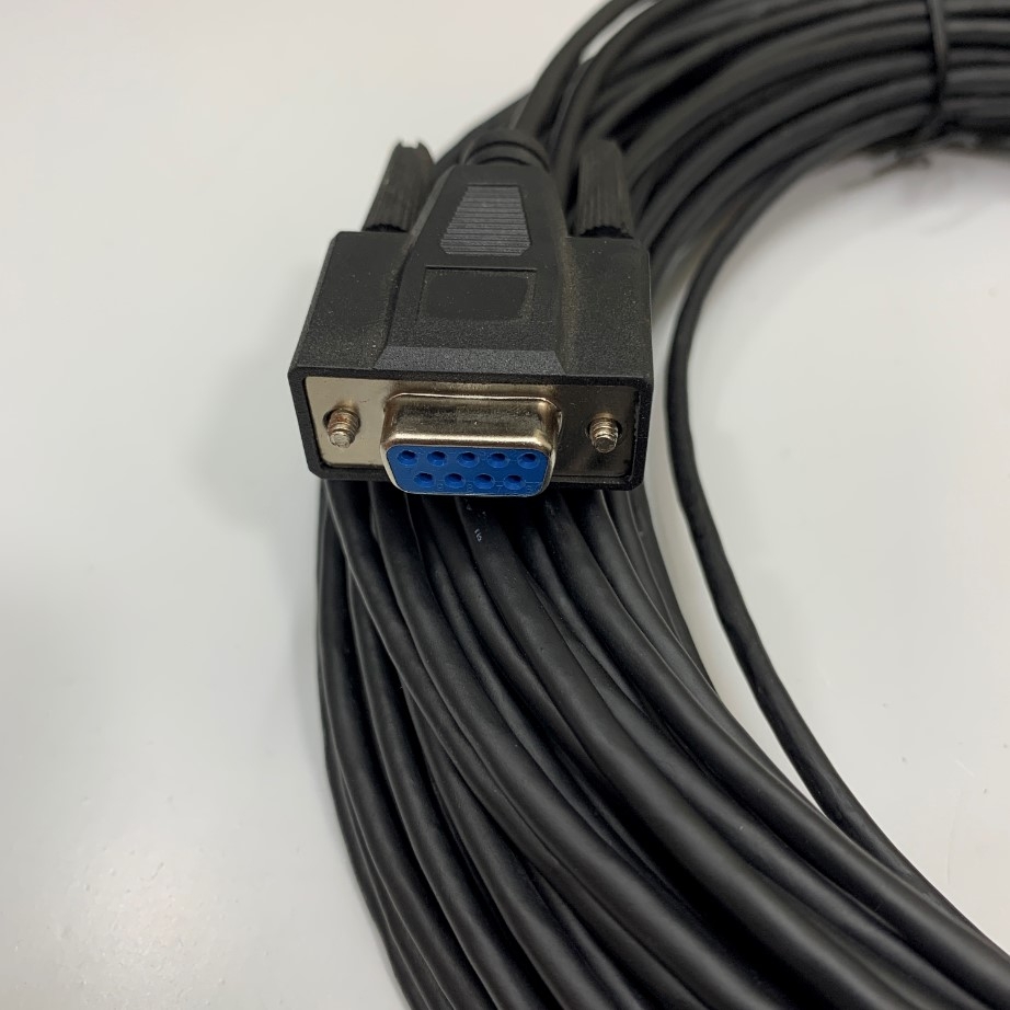 Cáp RS232C Serial Null Modem Dài 20M Cable Slim OD 3.4mm Shielded HITACHI COM Port Cable DB9 Female to Female For Medical Hospital Cable, Industrial Cable Connector