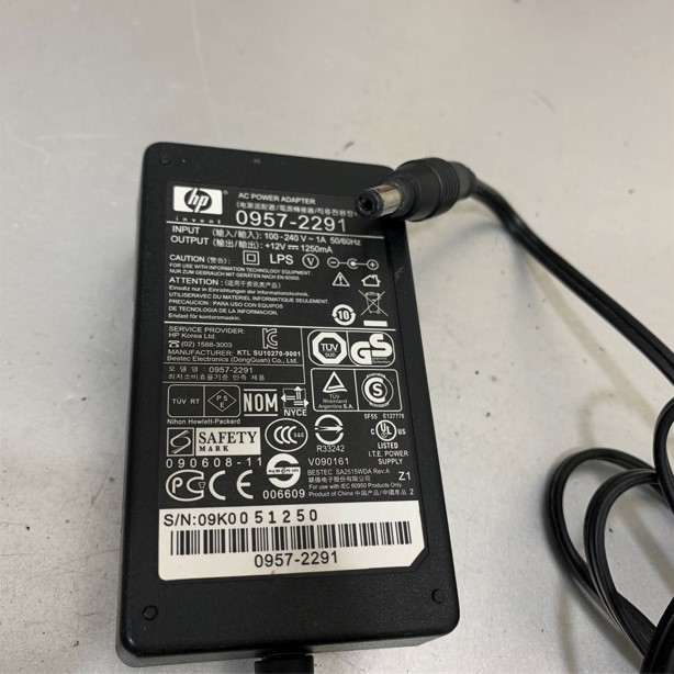 Adapter 12V 1.25A Original HP ScanJet 0957-2291 Connector Size 5.5mm x 2.1mm