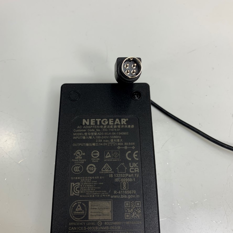 Adapter 54V 1.66A 90W NETGEAR OEM FSP090-AWBN3 FSP Group Inc Connector Size 4 Pin Mini Din 10mm For Cisco SG300-10 10 Port Gigabit POE Managed Switch