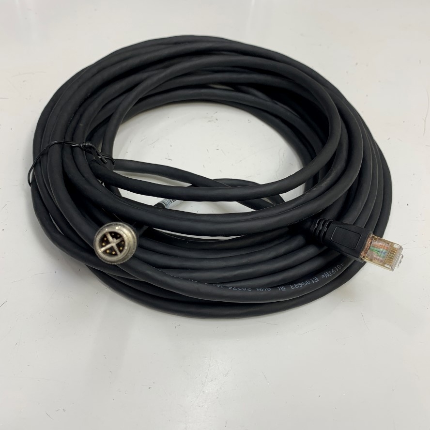 Cáp XC-M12EN-M8SR-10M Cable M12 X-Coded 8 Pin Male to RJ45 GigE Vision CAT6 High Flex Ethernet Cable E108683 24AWG For Machine Vision Cognex DataMan 150/260 Series