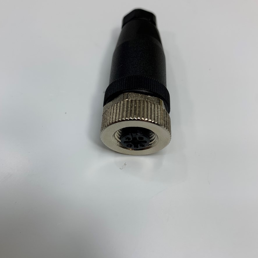 Đầu Jack Binder Connector M12 A-Coded 4 Pin Female Gold Plated Screw Terminal Straight For Industrial Sensor Cable M12 Connector Circular