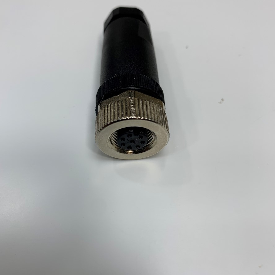 Đầu Jack Binder Connector M12 A-Coded 8 Pin Female Gold Plated Screw Terminal Straight For Industrial Sensor Cable M12 Connector Circular