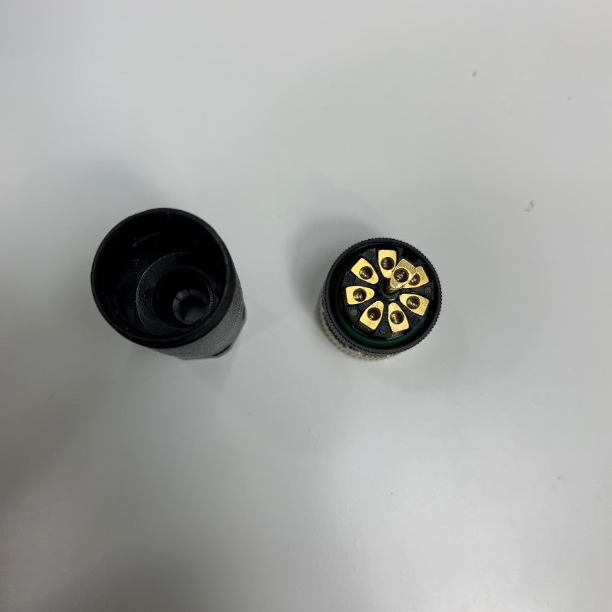 Đầu Jack Binder Connector M12 A-Coded 8 Pin Female Gold Plated Screw Terminal Straight For Industrial Sensor Cable M12 Connector Circular