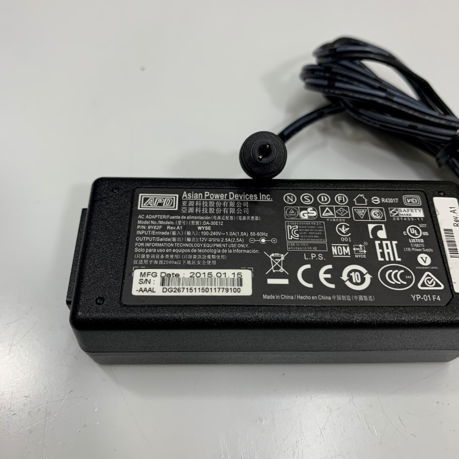 Adapter 12V 2.5A 30W APD DA-30E12 OEM HPE Aruba AP-AC-12V30A 12V 30W Power Adapter JX990A Connector Size 5.5mm x 2.1mm