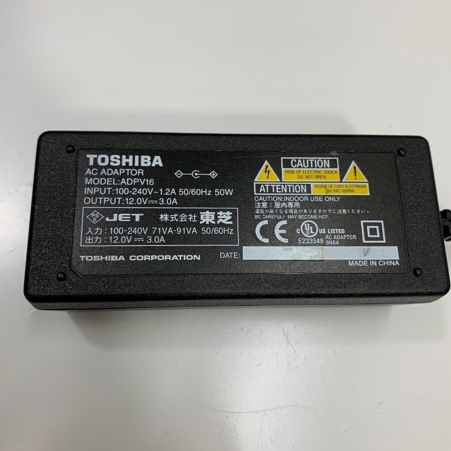 Adapter 12V 3A 50W TOSHIBA ADPV16 Connector Size 5.0mm x 3.0mm