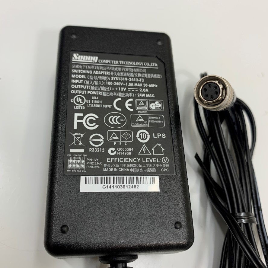 Adapter 12V 2A 24W Sunny Connector Size Hirose HR10A-7P-6S73 6 Pin Female For Omron Sentech STC/FS Series Industrial Camera Power Supply Connector HR10A-7R-6PB Hirose