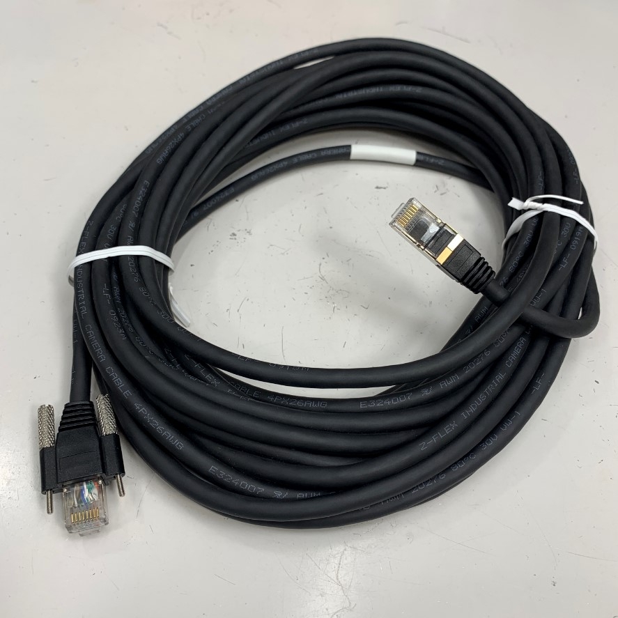 Cáp 10M 30ft GigE CAT6 S/STP PoE Power Ethernet RJ45 Screw Locking Cable Z-Flex Industrial Camera 4Px26AWG E324007 20276 80℃ 30V VW-1 For Basler Cognex CCD GigE Industrial Vision Camera