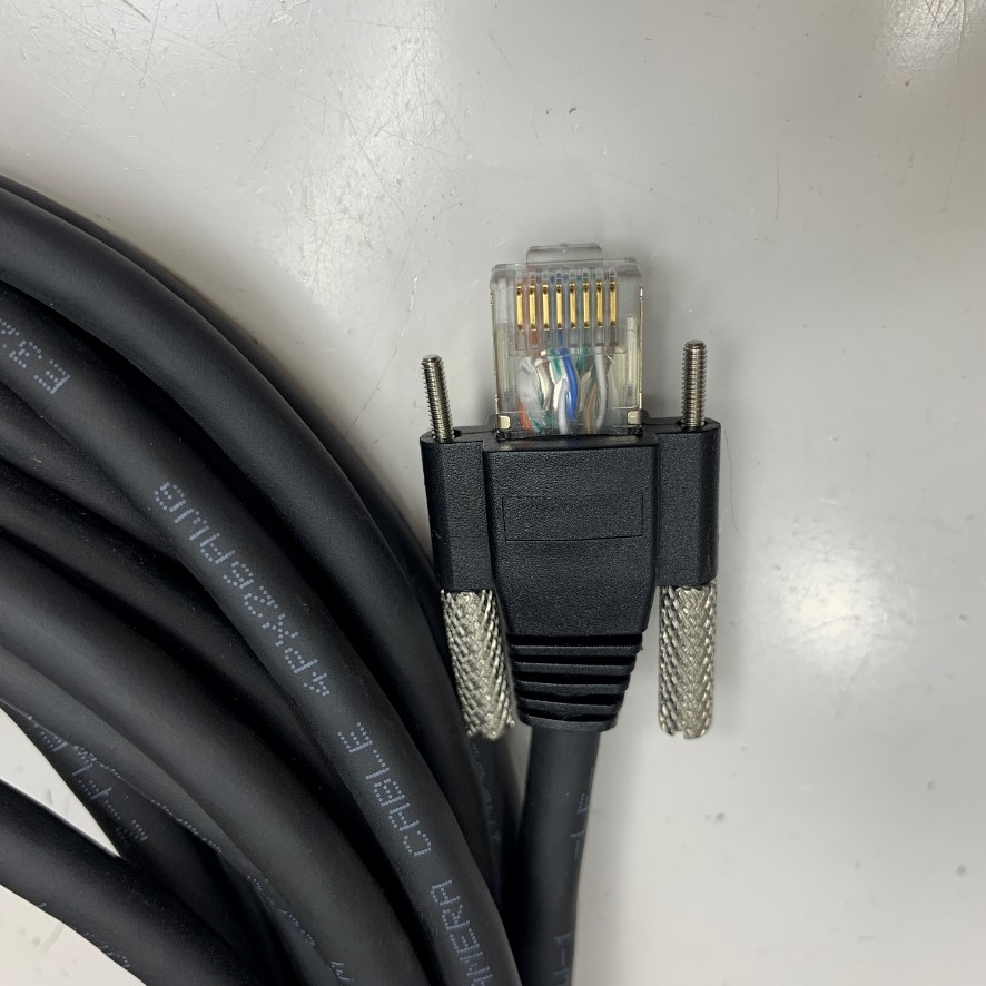 Cáp 10M 30ft GigE CAT6 S/STP PoE Power Ethernet RJ45 Screw Locking Cable Z-Flex Industrial Camera 4Px26AWG E324007 20276 80℃ 30V VW-1 For Basler Cognex CCD GigE Industrial Vision Camera