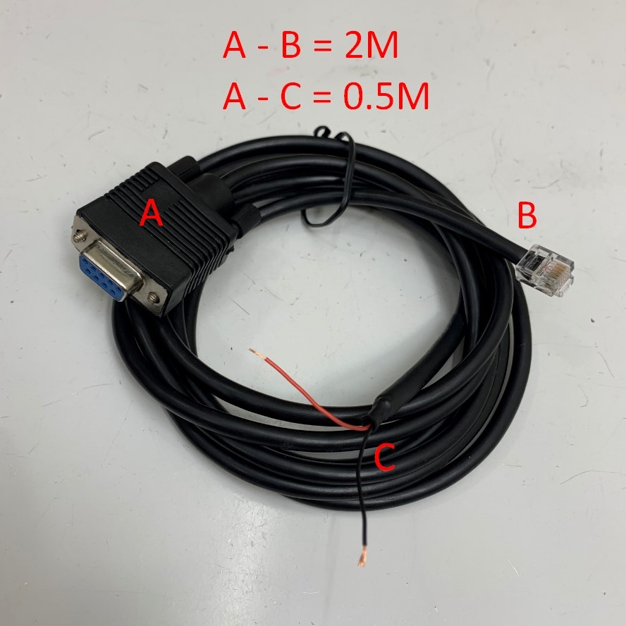 Cáp 2M RS232 Communication Serial Y Splitter Cable DB9 Female to RJ12 6 Pin 6P6C and 2 Core Dài 2M/0.5M For Máy Ép Sim Máy Ép Cộp Nghành May Mặc Thời Trang