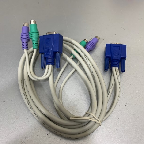 Cáp Điều Khiển KVM Switch Cable 3 in 1 PS2 Male to Male Keyboar Mouse and VGA Male to Female For KVM Switch Smart View Pro or KVM Switch Length 1.8M