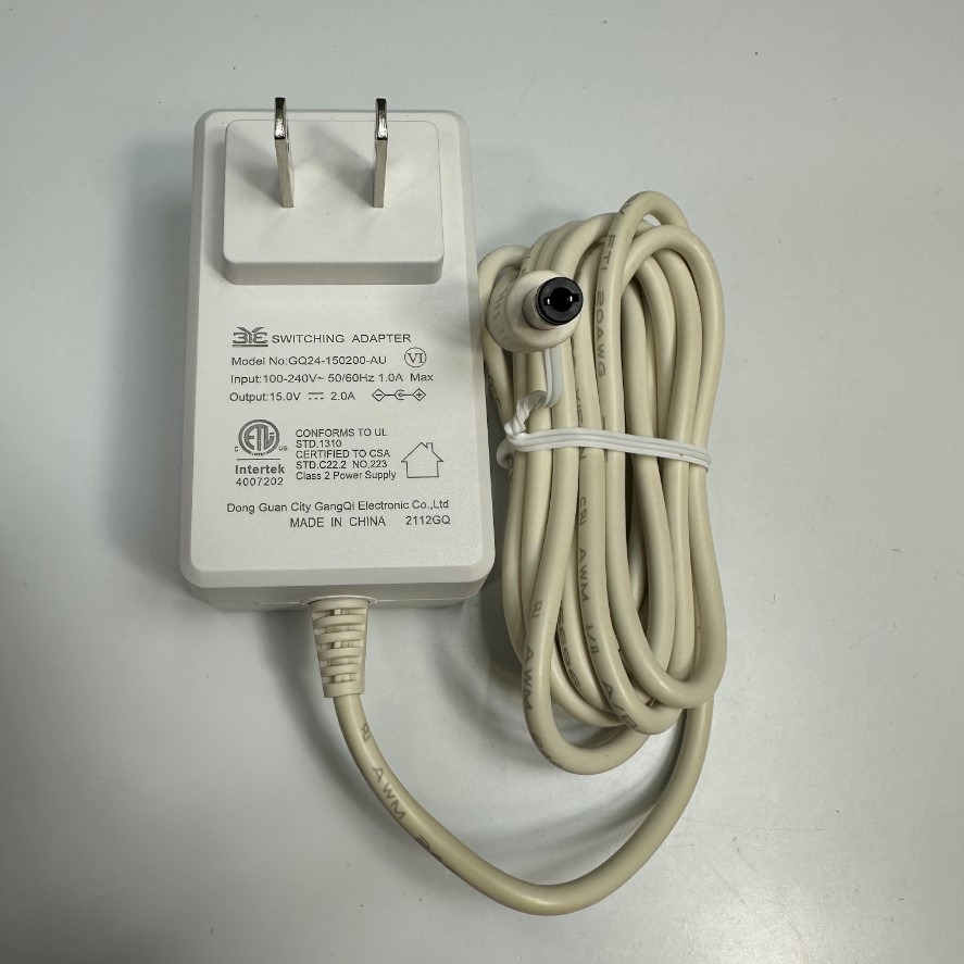 Adapter 15V 2A 30W GangQi OEM Thay Thế XD-106 15V 2A HY-151000 15V 1A US Plug Connector Tip Size 5.5mm x 2.1mm For Máy Cấp Vít Tự Động MA-905 Automatic Screw Machine