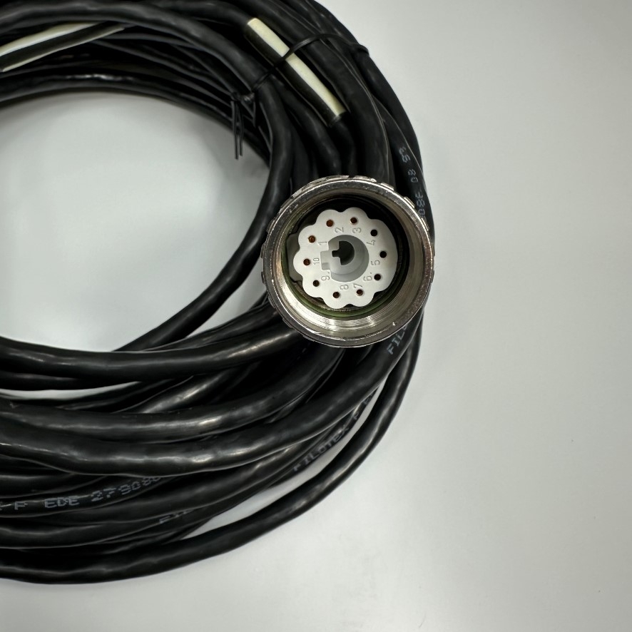 Cáp 5M 17ft RKG4200 Rexroth IndraDrive Cs Encoder Cable M23 10 Pin Female to DB15 Male Shielded For Điều Khiển Tín Hiệu Motor Máy Cắt Tự Động Bullmer Control Signal Wire