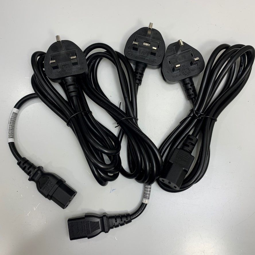 Dây Nguồn UK Plug to C13 Power Cord 10A Fused Dài 1.8M 6ft 10A 250V 18AWG 3x0.75mm² H05VV-F Cable Black OD 6.8mm For Cisco AC Power Cord and Industrial PC Desktop Computer