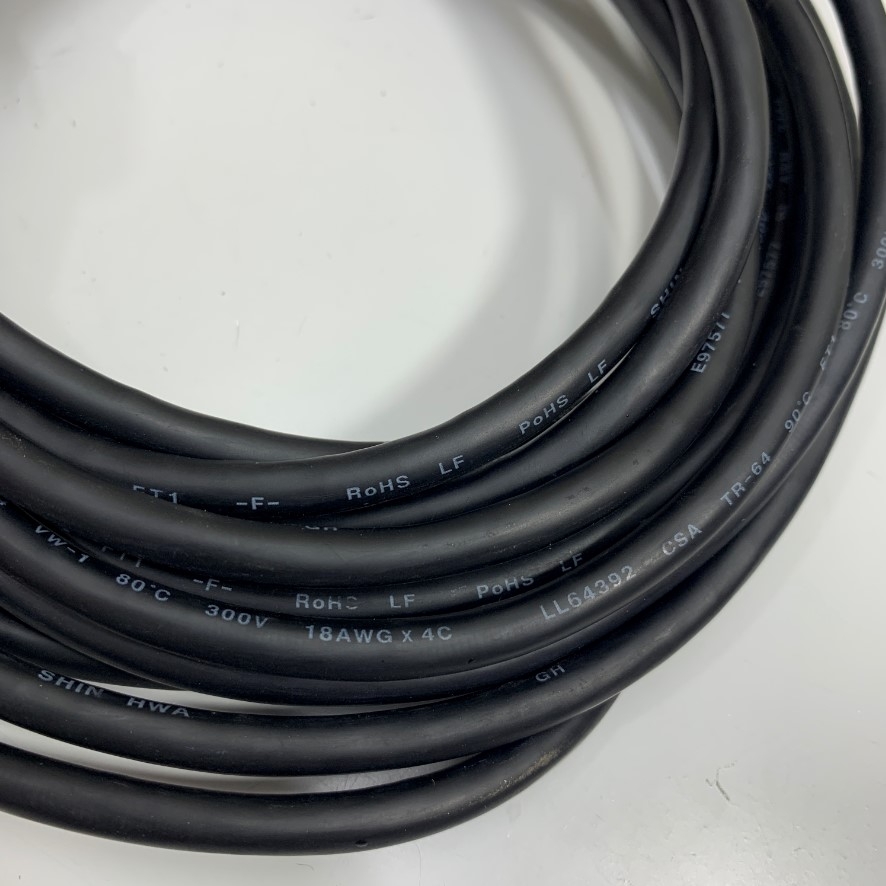 Cáp Original AEX-PWS1CBL5M-A1-L SHIN HWA Dài 5M 17ft Cable E97577 18AWGX4C LL87299 80°C 300V