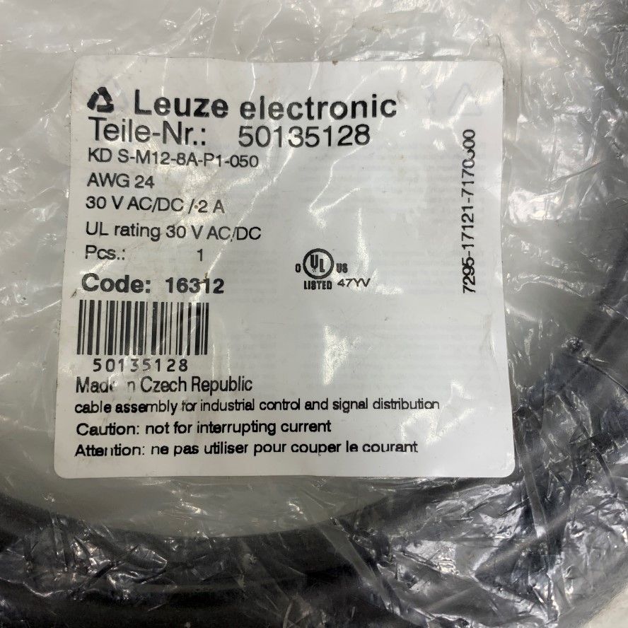 Cáp 5M 17ft LEUZE 50135128 KD S-M12-8A-P1-050 Cable M12 A-Code 8 Pin Female to 8 Core Open End For Eltra Trade Sensor/Actuator Connector