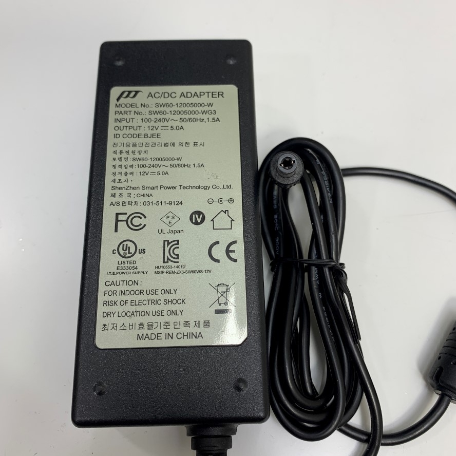 Adapter 12V 5A 60W Power-Tek SW60-12005000-W Connector Tip Size 5.5mm x 2.5mm For Thiết Bị Lưu Trữ QNAP TS-253A-8GXN3002T, Máy Tính Công Nghiệp Scada Computer, Industrial PC