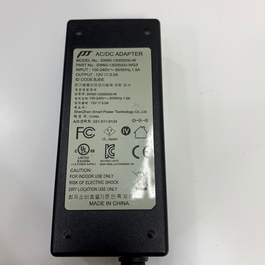 Adapter 12V 5A 60W Power-Tek SW60-12005000-W Connector Tip Size 5.5mm x 2.5mm For Thiết Bị Lưu Trữ QNAP TS-253A-8GXN3002T, Máy Tính Công Nghiệp Scada Computer, Industrial PC