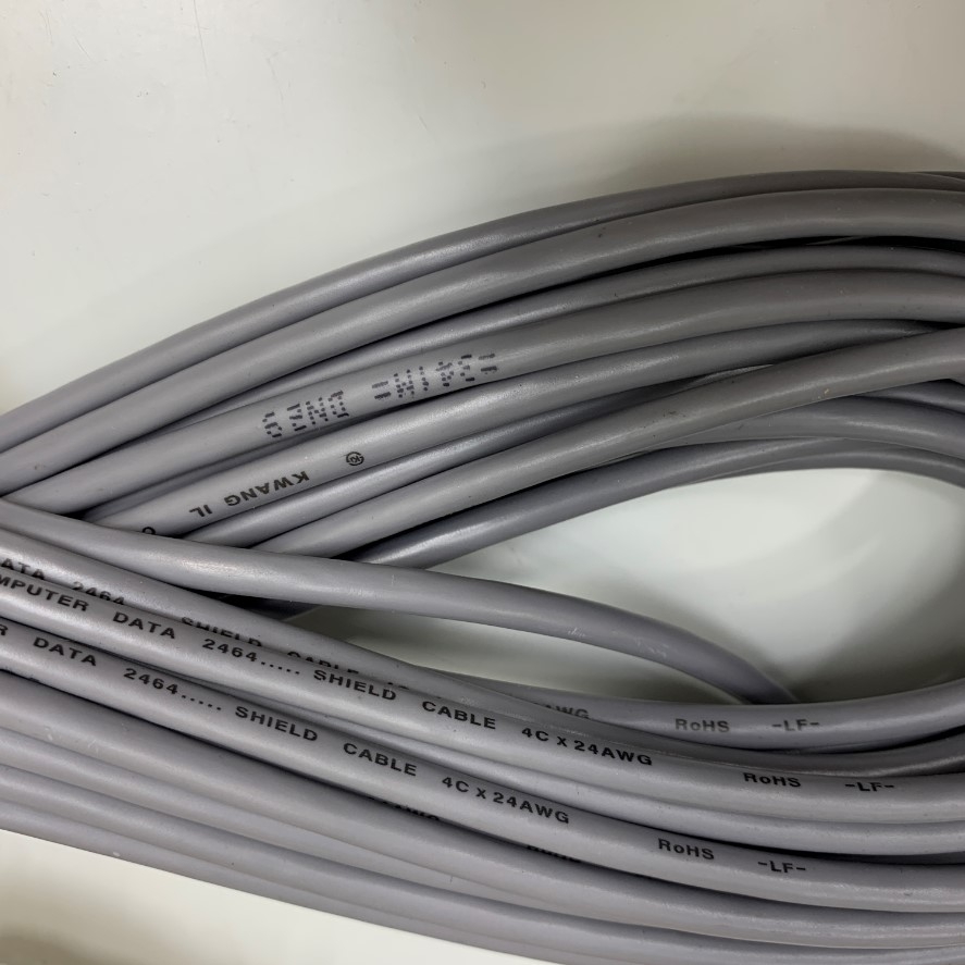 Cáp Điều Khiển 15M 50ft Multicore KWANGIL Shielded Cable 4 Core x 0.3mm² 24AWG 80°C 300V OD 5.0mm For M12 Connector 4 Pin Industrial Power and Data Cable RS232/RS422/RS485 Communication