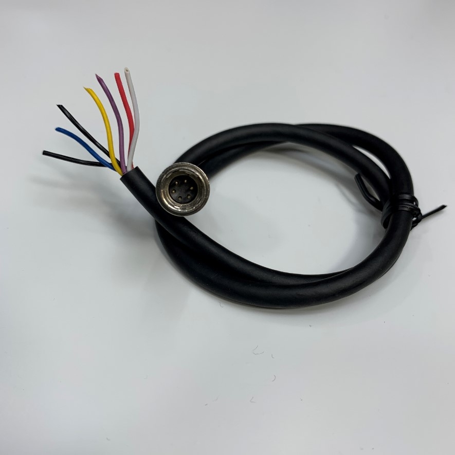 Cáp 0.5M 1.6ft I/O & Power Cable Connector Hirose HR10-7P-6P(73) 6 Pin Male to 6 Core Open End For Industrial Camera Basler Hikrobot