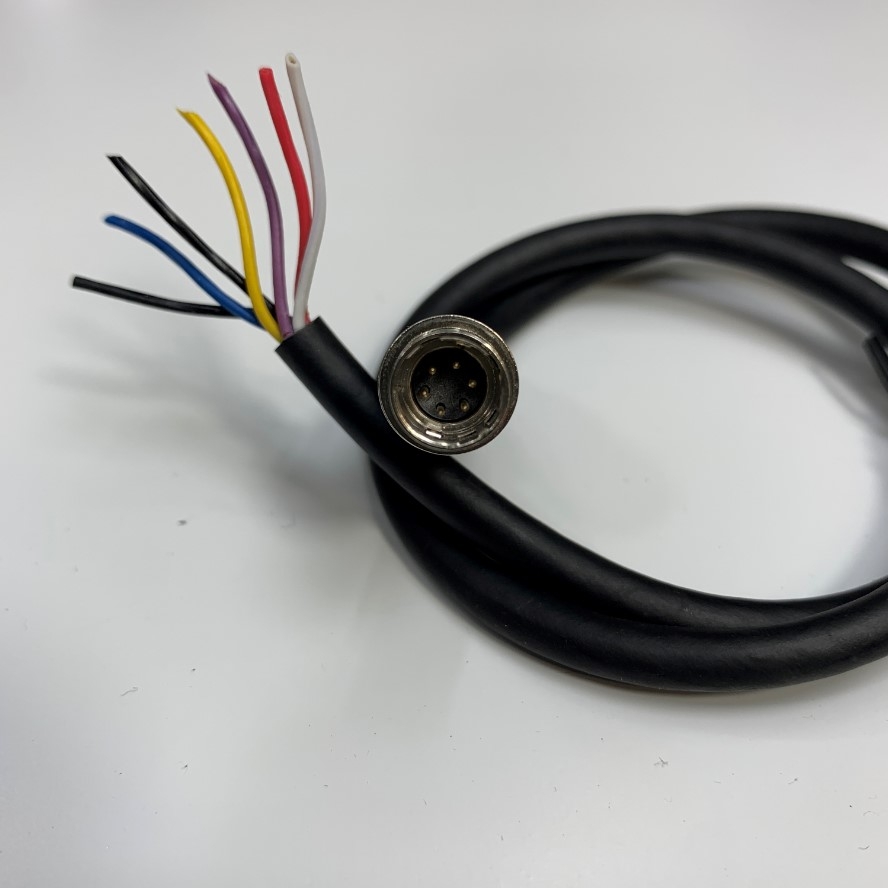 Cáp 0.5M 1.6ft I/O & Power Cable Connector Hirose HR10-7P-6P(73) 6 Pin Male to 6 Core Open End For Industrial Camera Basler Hikrobot