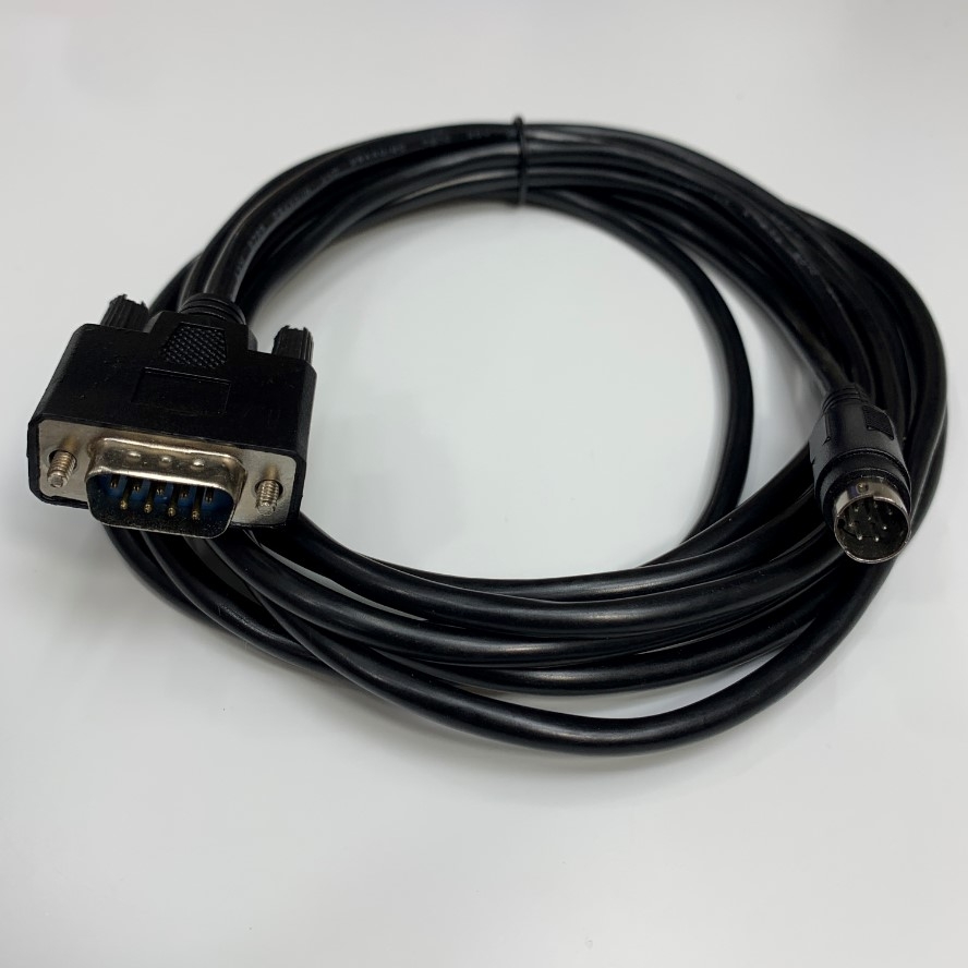 Cáp Lập Trình 3M 10ft RS-422 Communication Cable Mini Din 8 Pin Male to DB9 Male For PLC Mitsubishi FX Series witch HMI