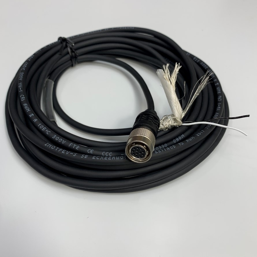Cáp 5M 17ft MV-ACP-H12P-Open-ST-5M Power Supply Cable Connector Hirose HR10A-10P-12P(73) 12 Pin Female to 2 Core Open End For Industrial Camera Power Cable