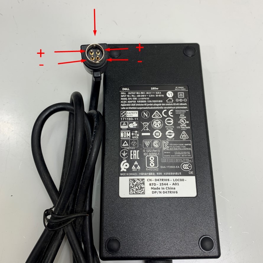 Adapter 19.5V 9.23A 180W Dell OEM CCNexergy MWA150019A Connector Size 4 Pin Din Male For Máy Siêu Âm Xách Tay GE Logiq V2 Urology Ultrasound Machine System Optional Trolley